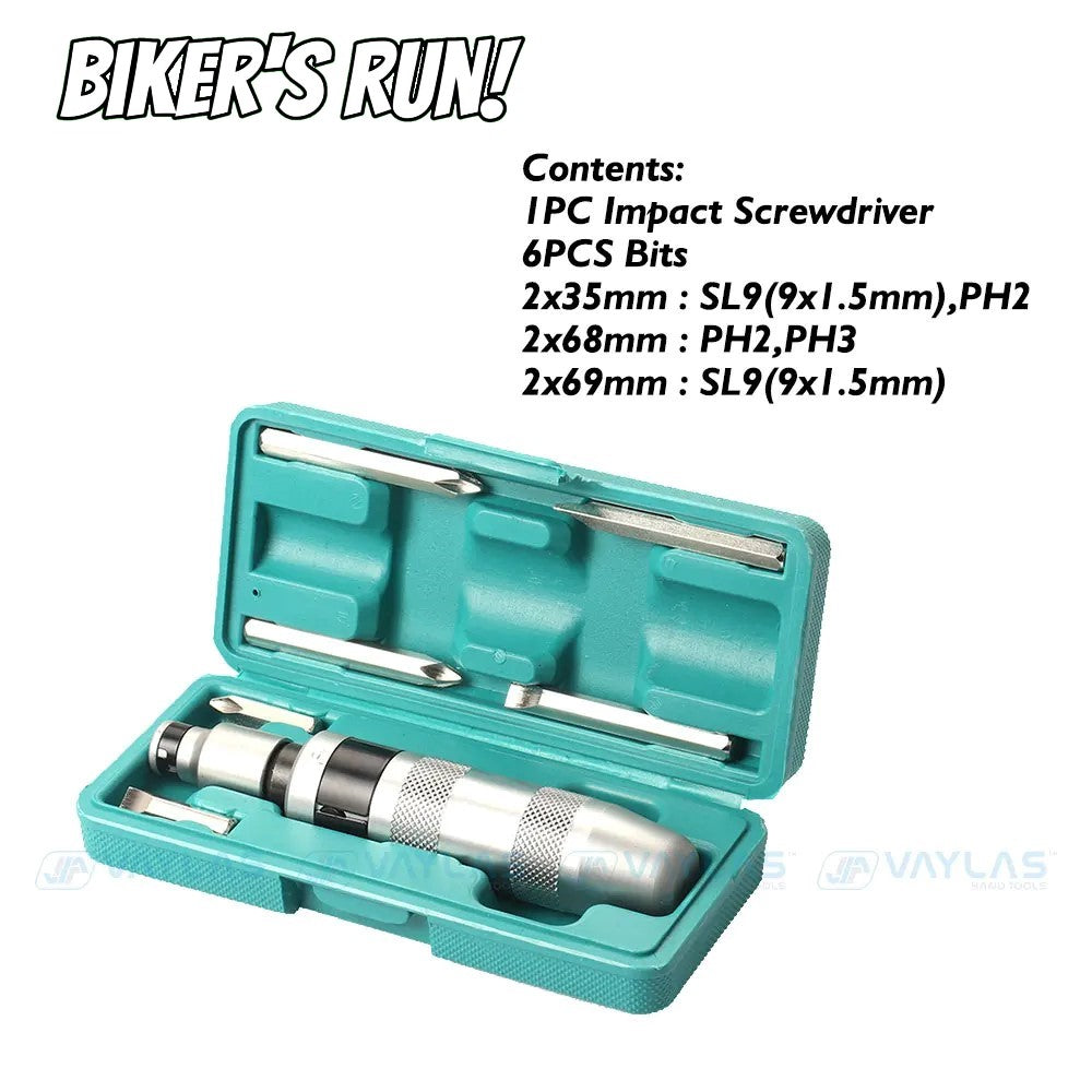 Impact Screwdriver Set Multi-purpose Heavy Duty Shock Screw Driver Chisel Bits Kit Flat & Phillip Screw Extractor Remover