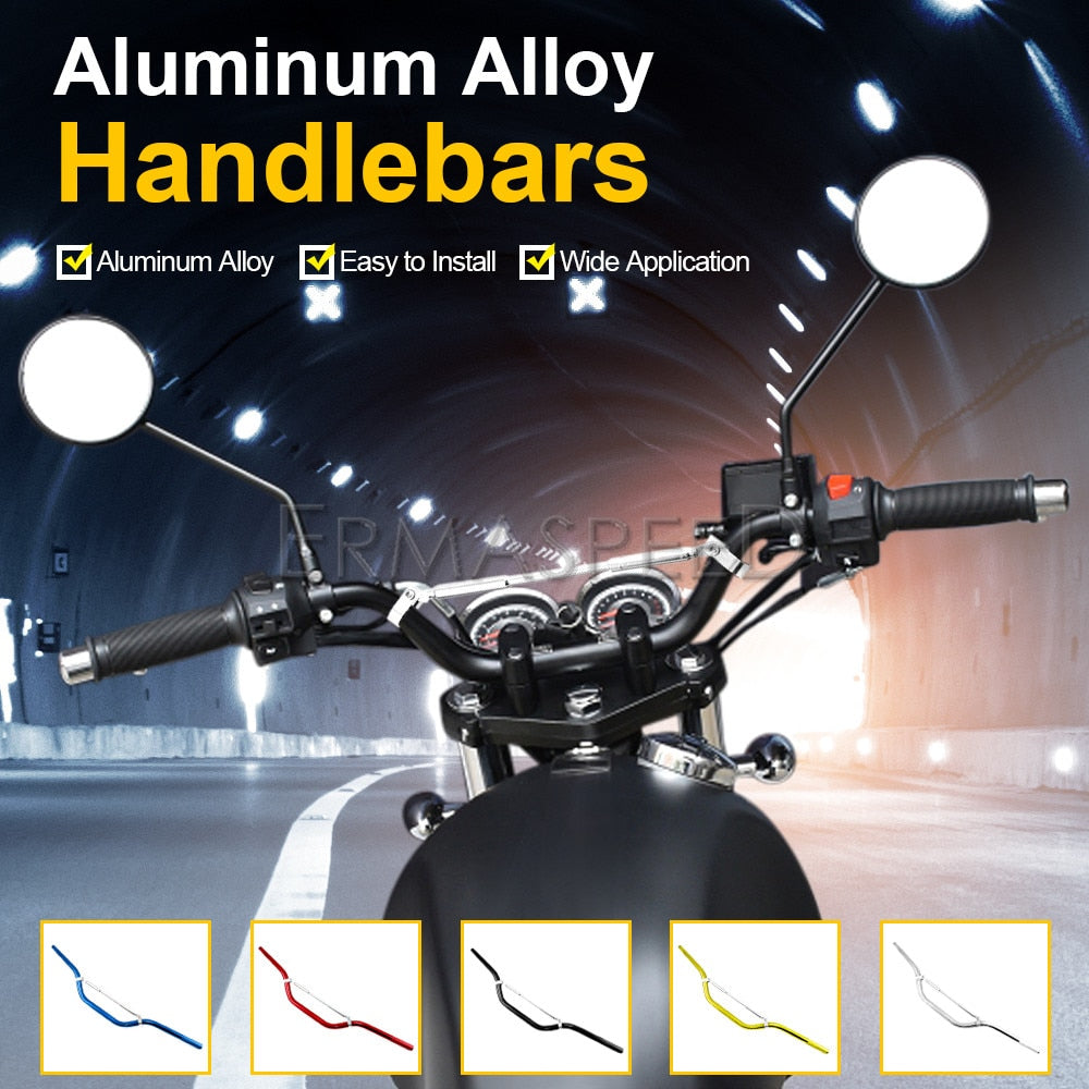 CNC Aluminum 22mm Handlebar for On Road or Off Road Motorcycle Yamaha Honda Suzuki Kawasaki KTM Ducati BMW & More Street Bike/Dirt Bike 7/8 inch Handle Bar With Cross Bar