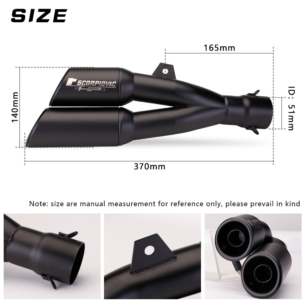 One into Two Thunder Bolt Motorcycle Exhaust Pipe 51mm Muffler Universal Fit Custom Performance Scopiovic