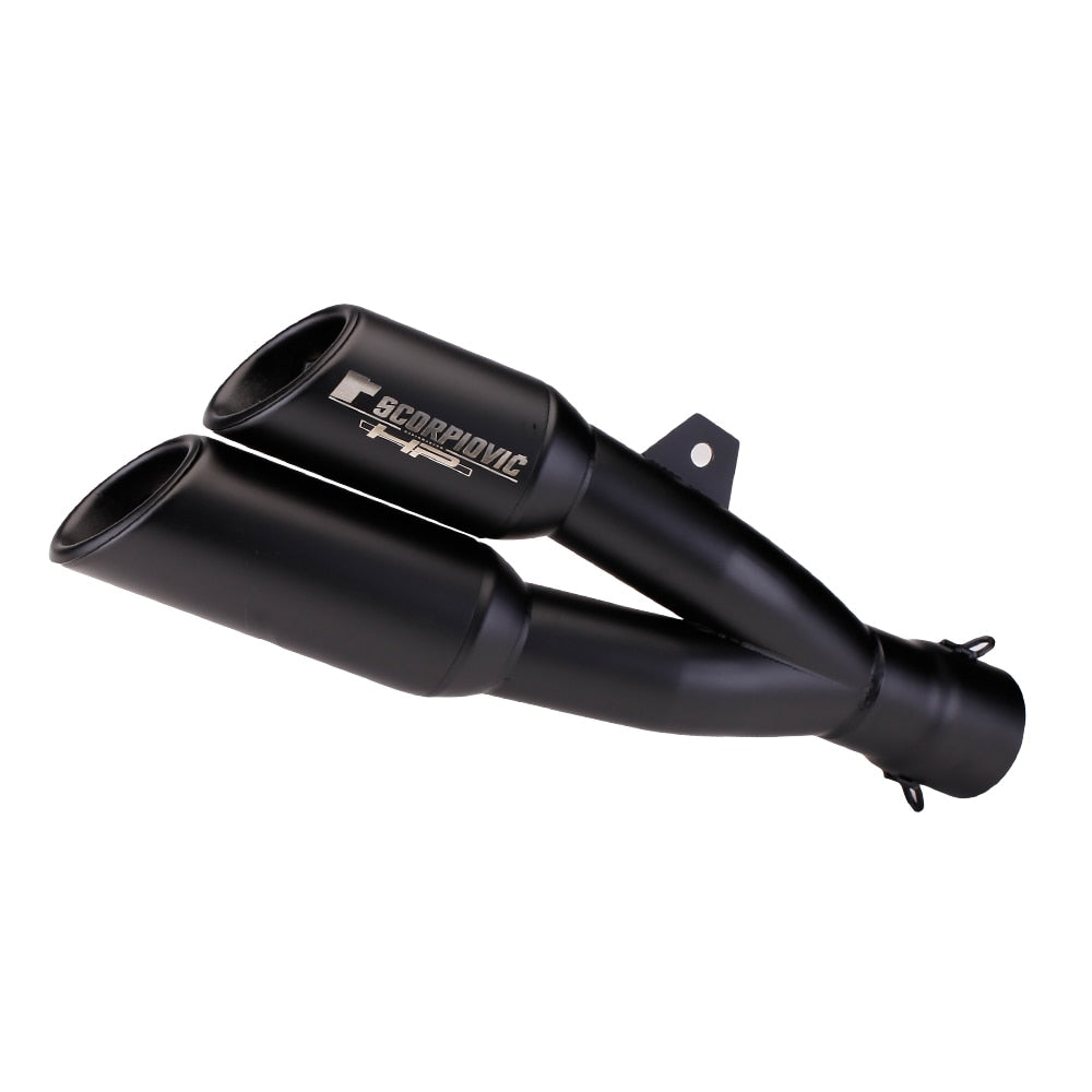 One into Two Thunder Bolt Motorcycle Exhaust Pipe 51mm Muffler Universal Fit Custom Performance Scopiovic