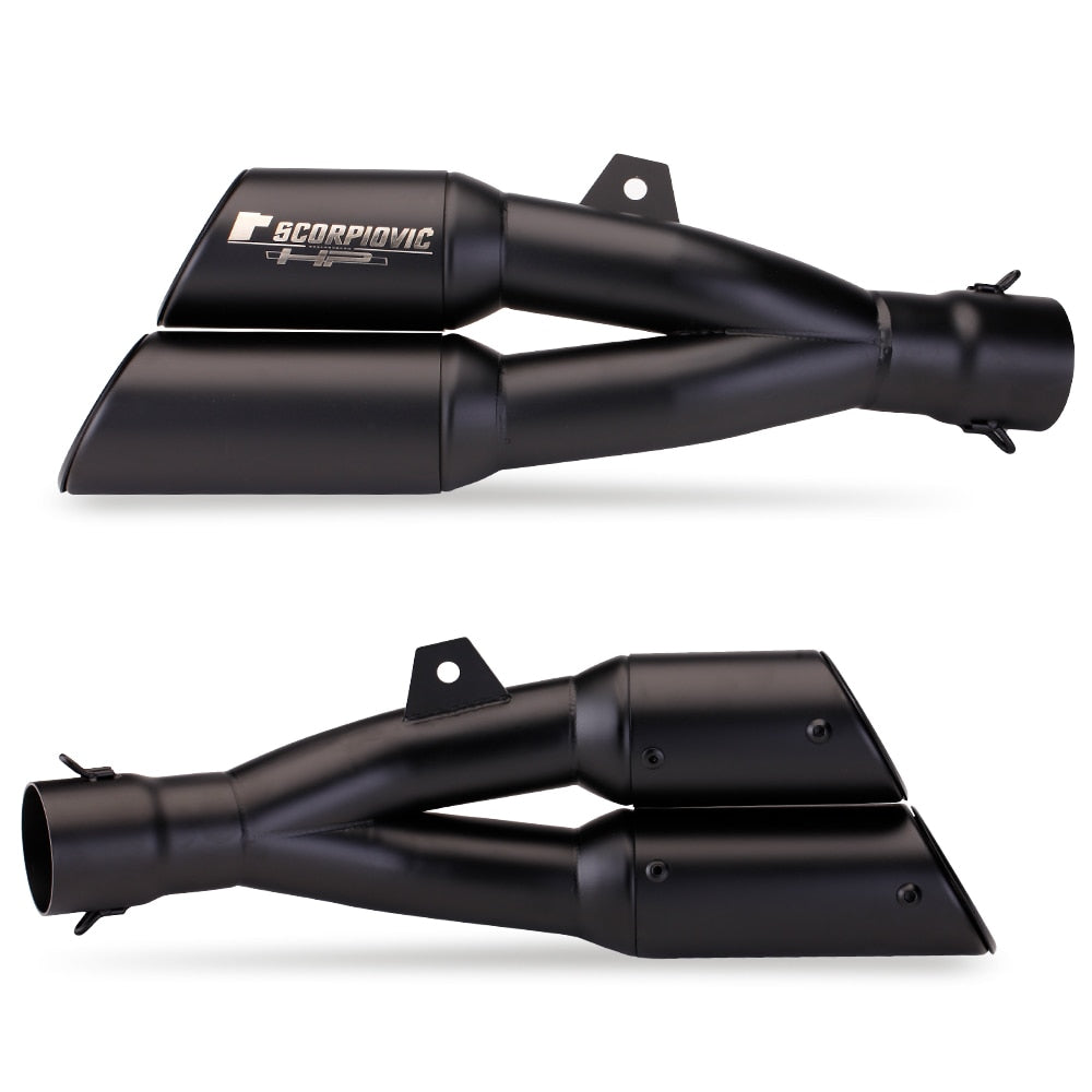 One into Two Thunder Bolt Motorcycle Exhaust Pipe 51mm Muffler Universal Fit Custom Performance Scopiovic