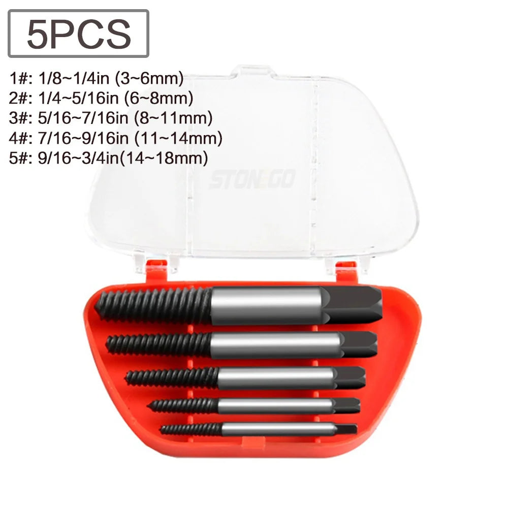 Easy-Out Bolt Extractor 5PCS/6PCS Broken Damaged Screw/Bolt Extractor Drill Bit Set Carbon Steel Double Side Screw Pull Center Drill Bits