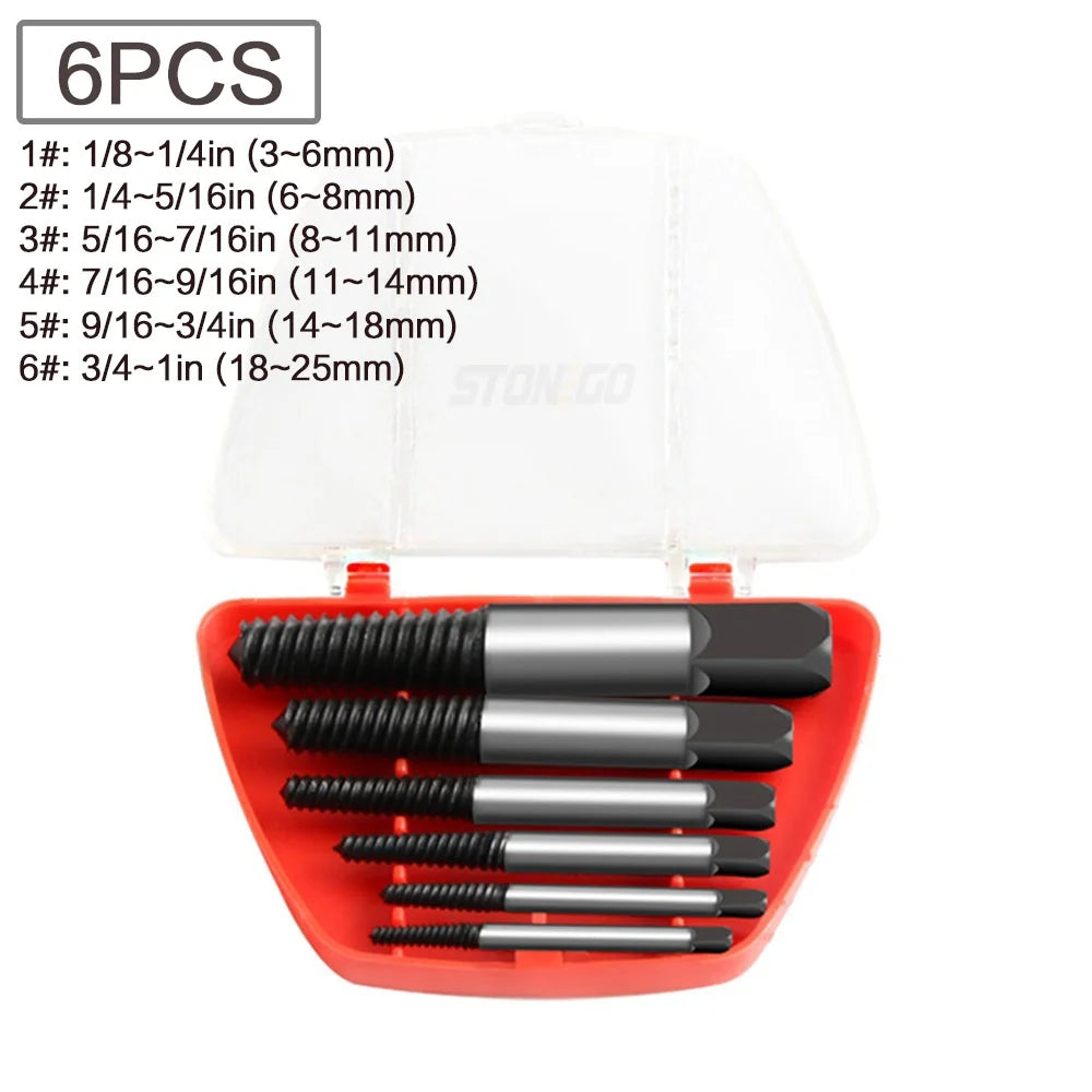 Easy-Out Bolt Extractor 5PCS/6PCS Broken Damaged Screw/Bolt Extractor Drill Bit Set Carbon Steel Double Side Screw Pull Center Drill Bits