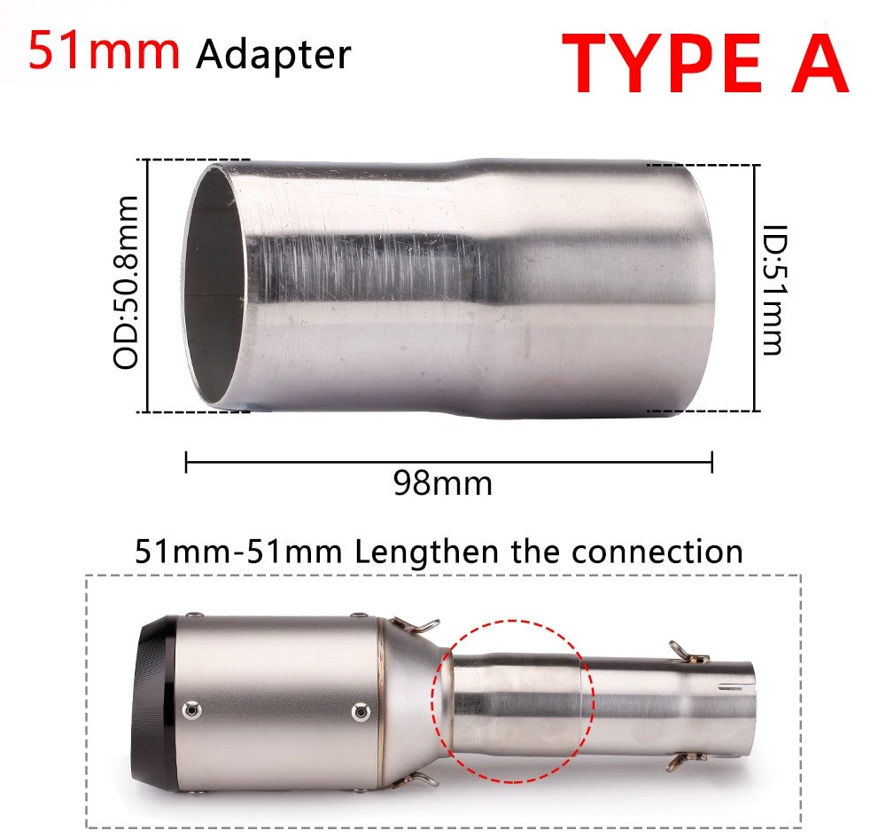 Exhaust Adapter for Universal Mufflers 51mm 60mm to 51mm 35mm Mid Pipes Reducer/Enlarger Stainless Steel