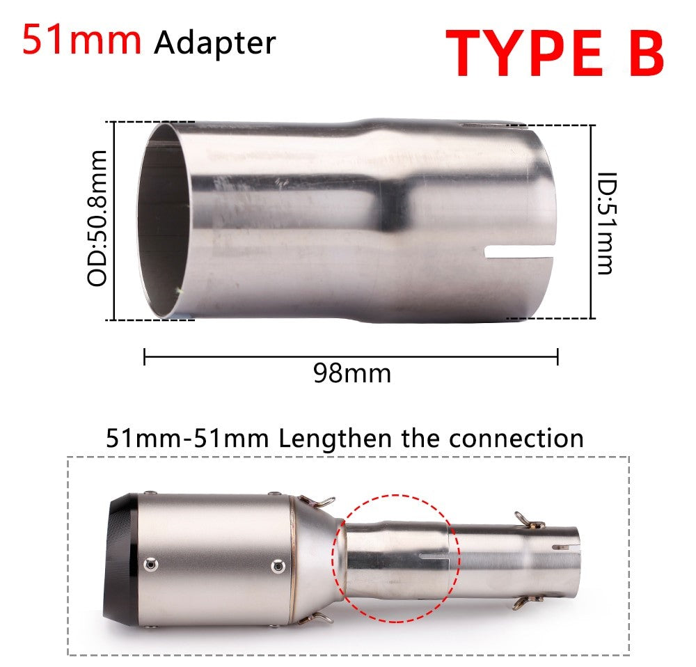 Exhaust Adapter for Universal Mufflers 51mm 60mm to 51mm 35mm Mid Pipes Reducer/Enlarger Stainless Steel