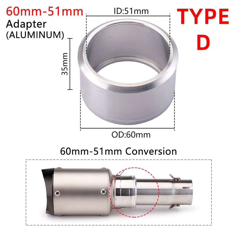 Exhaust Adapter for Universal Mufflers 51mm 60mm to 51mm 35mm Mid Pipes Reducer/Enlarger Stainless Steel