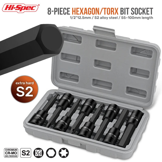 Allen Hex & TorX Socket Bit S2 1/2 Driver Extra Long or Short Socket Wrench