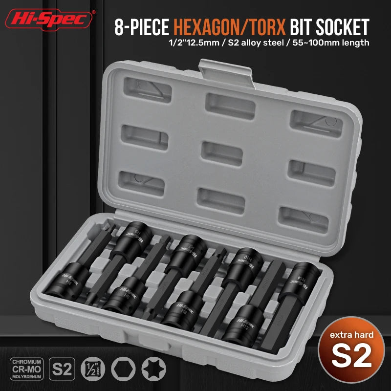 Allen Hex & TorX Socket Bit S2 1/2 Driver Extra Long or Short Socket Wrench