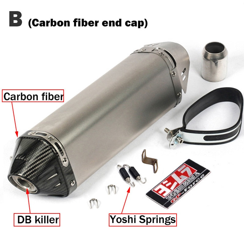 Motorcycle Exhaust Muffler Yoshimura Escape Moto Stainless Steel & Carbon Fiber With DB Killer for All Makes & Models with 51mm  Exhaust Pipe