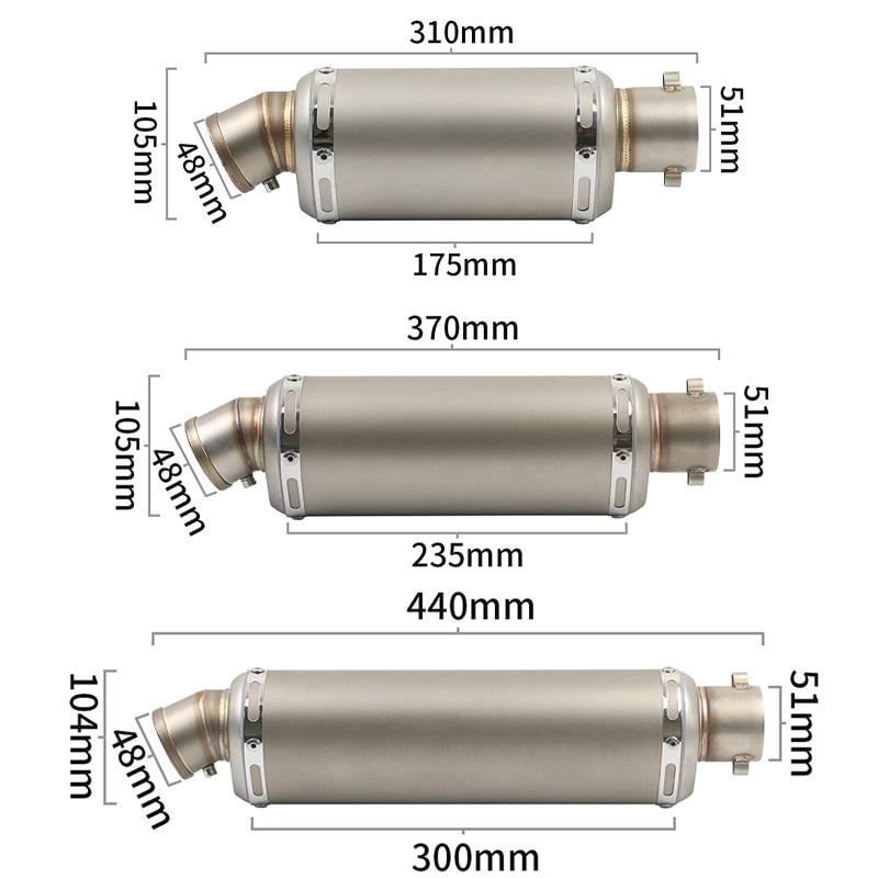 Universal Motorcycle Exhaust Muffler for 100cc-1000cc ATV, Motorcycle 51mm Muffer