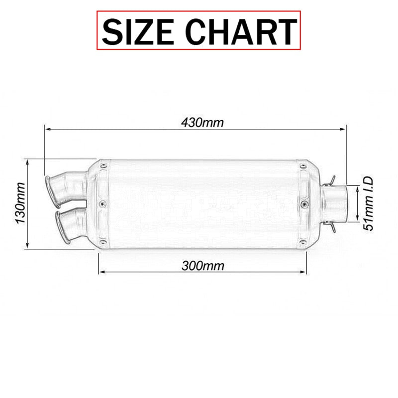 HP Dual Outlet Universal Motorcycle Exhaust Muffler Fits 51mm to 38mm