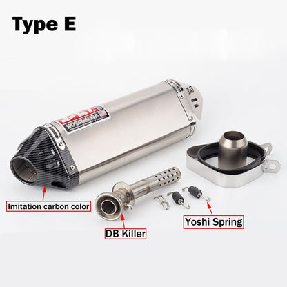 Motorcycle Exhaust Muffler Yoshimura Escape Moto Stainless Steel & Carbon Fiber With DB Killer for All Makes & Models with 51mm  Exhaust Pipe