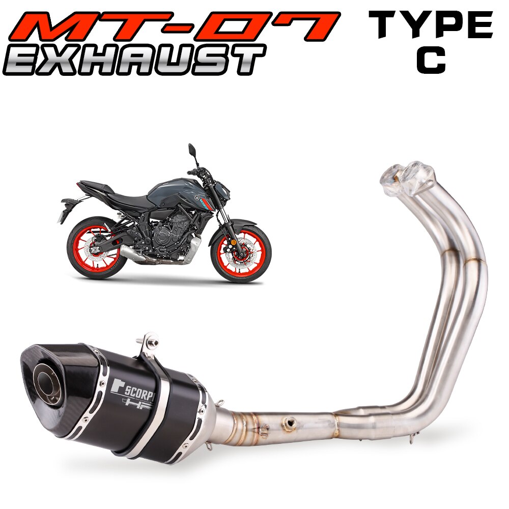 Complete Motorcycle Exhaust System For Yamaha MT07 & FZ07,  MT-07 2014-2019, with muffler XSR 700, 2018, 2016, 2017, 2018