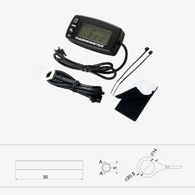 Digital LCD Engine Temperature Gauge With Over Temperature Alert for Motorcycle Dirtbike ATV & More