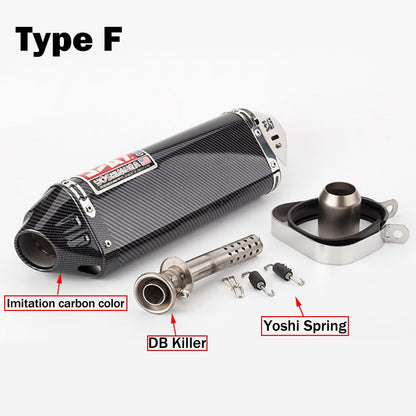 Motorcycle Exhaust Muffler Yoshimura Escape Moto Stainless Steel & Carbon Fiber With DB Killer for All Makes & Models with 51mm  Exhaust Pipe