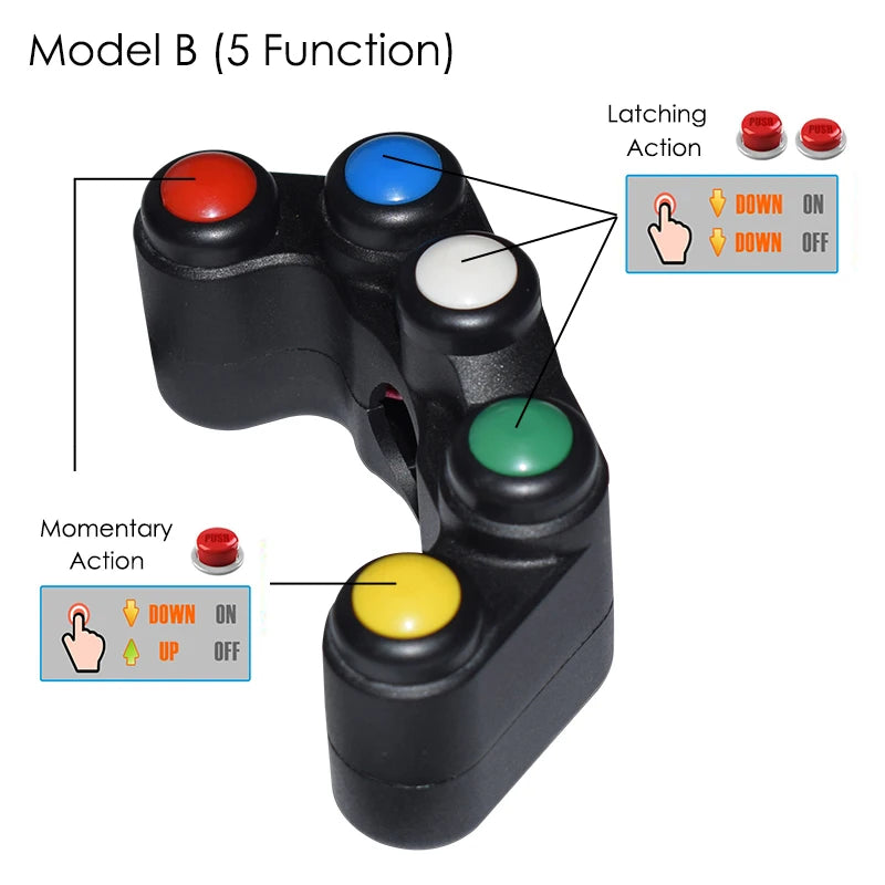 Motorcycle Switches 7/8 22mm Handlebar Mount 12V Aluminum Alloy Headlight Turn Signal Fog Lights Horn ON OFF Start Kill Switch (In Stock Fast Shipping) Momentary Action Horn Switch - | PH - Foto 7