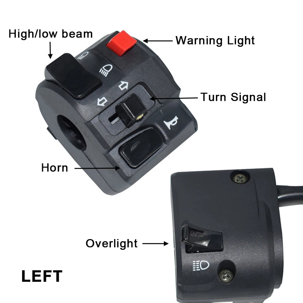 Replacement Handlebar Switch 7/8" 22mm Motorcycle Full Switches Motorbike Handlebar Controller Switch Generic