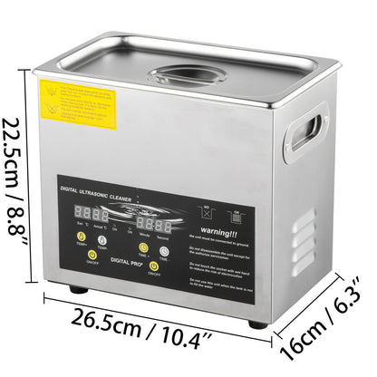 Ultrasonic Parts Cleaning Machine VEVOR 2L 3L 6L 10L 15L Ultrasonic Cleaner 40KHz Powerful Transducer Portable Washing Machine