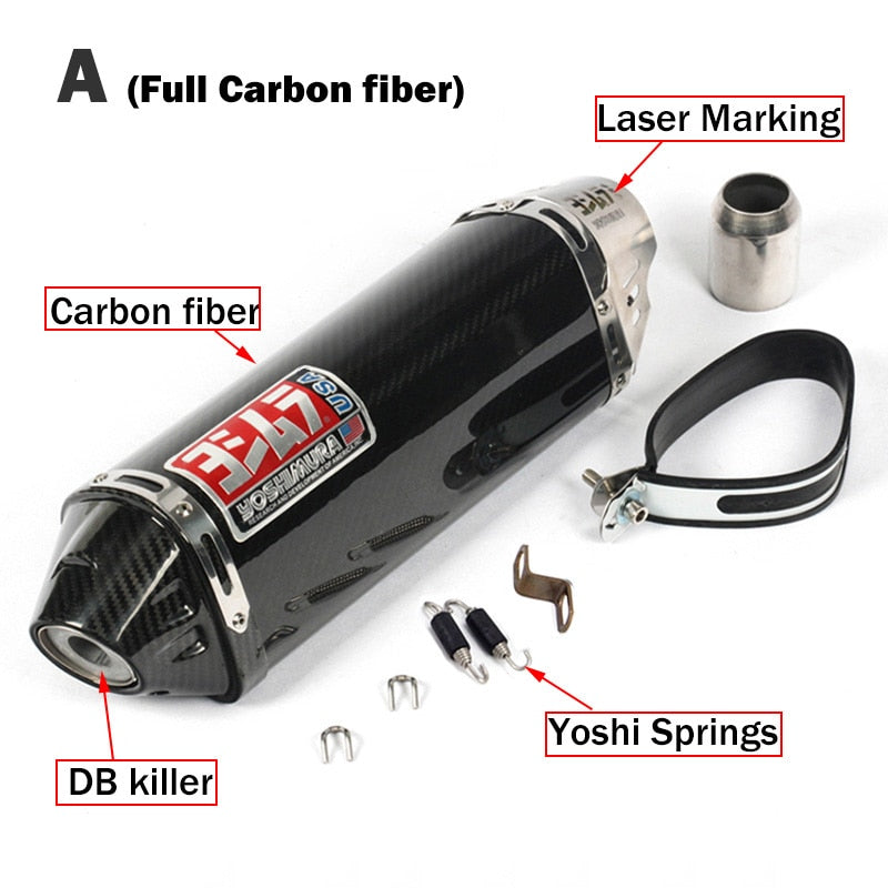 Motorcycle Exhaust Muffler Yoshimura Escape Moto Stainless Steel & Carbon Fiber With DB Killer for All Makes & Models with 51mm  Exhaust Pipe