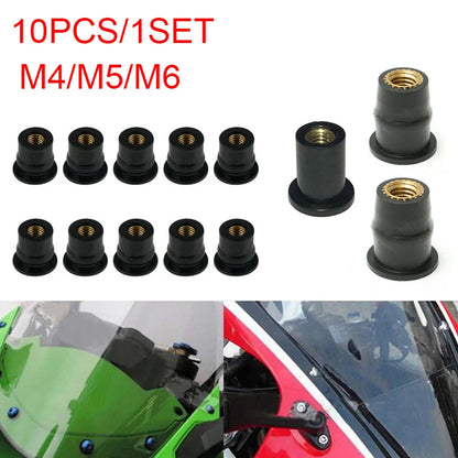 10pcs M4 / M5 / M6 Motorcycle Rubber Screw Well - Fairing / Windshield / Component - Brass Rubber Nut