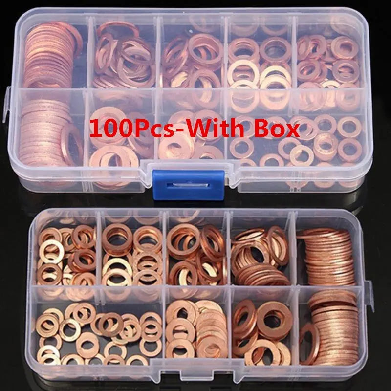 Copper Washer Crush Gasket Set Flat Ring Seal Assorted Kit M8/M10/M12/M14