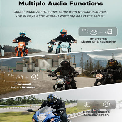 R1 PRO Helmet Group Intercom With Video/Still Camera Bluetooth-Compatible Interphone Intercom Waterproof Motorcycle Helmet Headset 1440P 2K Video WiFi Recorder 6 Rider Interphone