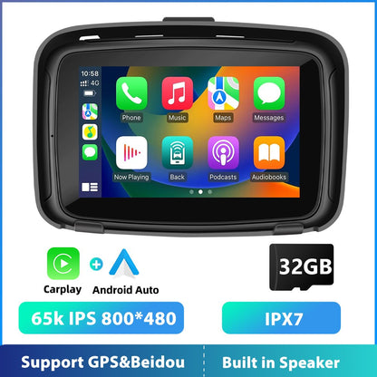 NEW for 2024 6.26" EKIY & Podofo 5 inch Motorcycle/ATV/SxS /Marine Smart Touch Screen/Wireless Apple CarPlay & Android Auto Portable Navigation GPS Screen IPX7 Waterproof Display