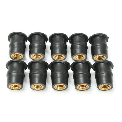 10pcs M4 / M5 / M6 Motorcycle Rubber Screw Well - Fairing / Windshield / Component - Brass Rubber Nut