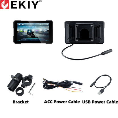 NEW PRICE! EKIY & Podofo 5 inch Motorcycle/ATV/SxS /Marine Smart Touch Screen/Wireless Apple CarPlay & Android Auto Portable Navigation GPS Screen IPX67 Water Resistant Display