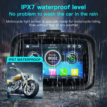 NEW for 2024 6.26" EKIY & Podofo 5 inch Motorcycle/ATV/SxS /Marine Smart Touch Screen/Wireless Apple CarPlay & Android Auto Portable Navigation GPS Screen IPX7 Waterproof Display