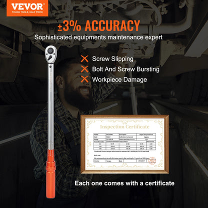 VEVOR 1/2" 1/4" 3/8" Mechanical Torque Wrench Set Precision Pointer Hand Tools Torque Wrench Mechanical Workshop Car Repair Tool