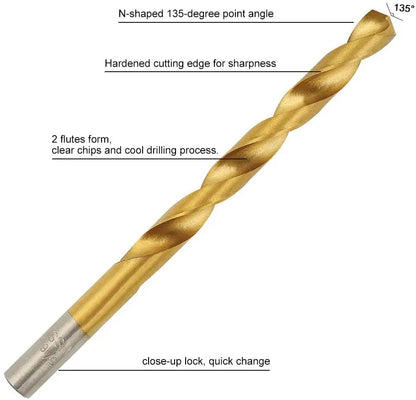 High Speed Drill Bits 99pcs 1.5mm - 10mm Steel Titanium Coated Drill Bit