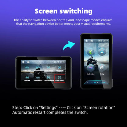 NEW PRICE! EKIY & Podofo 5 inch Motorcycle/ATV/SxS /Marine Smart Touch Screen/Wireless Apple CarPlay & Android Auto Portable Navigation GPS Screen IPX67 Water Resistant Display