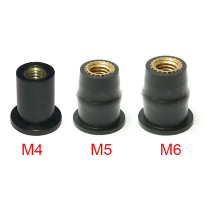 10pcs M4 / M5 / M6 Motorcycle Rubber Screw Well - Fairing / Windshield / Component - Brass Rubber Nut