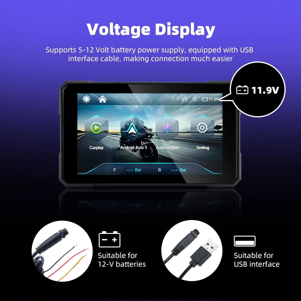 NEW PRICE! EKIY & Podofo 5 inch Motorcycle/ATV/SxS /Marine Smart Touch Screen/Wireless Apple CarPlay & Android Auto Portable Navigation GPS Screen IPX67 Water Resistant Display