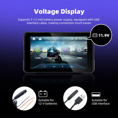 NEW PRICE! EKIY & Podofo 5 inch Motorcycle/ATV/SxS /Marine Smart Touch Screen/Wireless Apple CarPlay & Android Auto Portable Navigation GPS Screen IPX67 Water Resistant Display