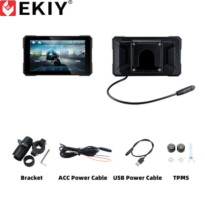 NEW PRICE! EKIY & Podofo 5 inch Motorcycle/ATV/SxS /Marine Smart Touch Screen/Wireless Apple CarPlay & Android Auto Portable Navigation GPS Screen IPX67 Water Resistant Display