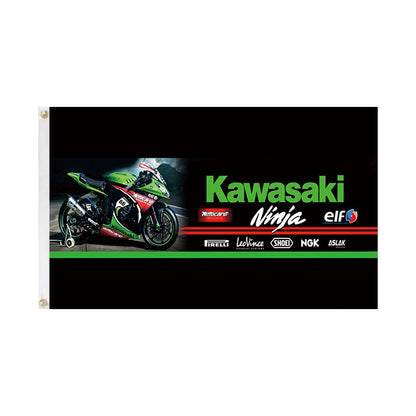 HUGE Kawasaki Flag Up To 4 Feet X 6 Feet / 120cm X 180cm Printed Racing Flag Various Sizes & Styles