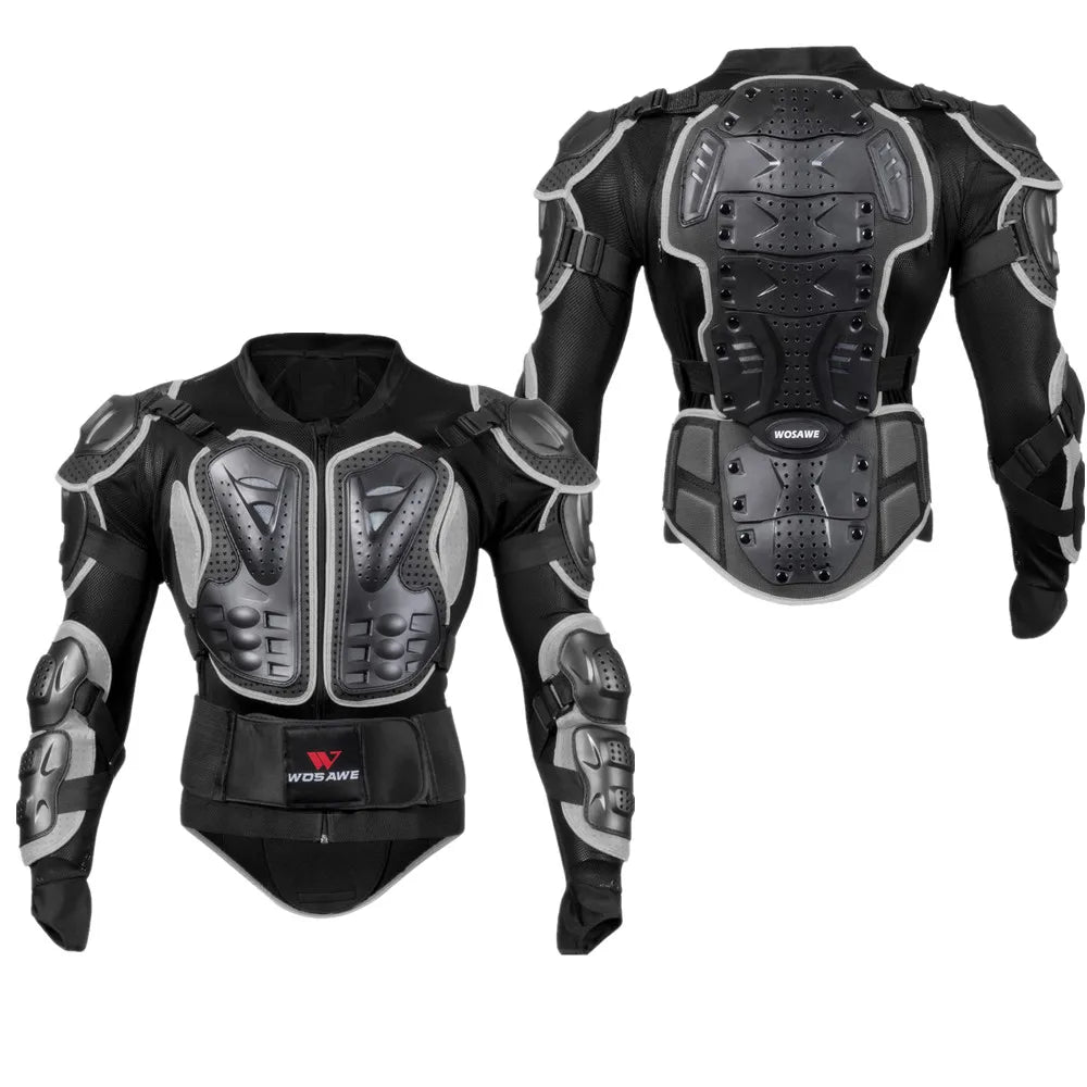 WOSAWE Motorcycle Jacket Men Full Body Armor Jacket Motocross Racing Protective Gear Back Chest Butt Shoulder Elbow Knee Protection