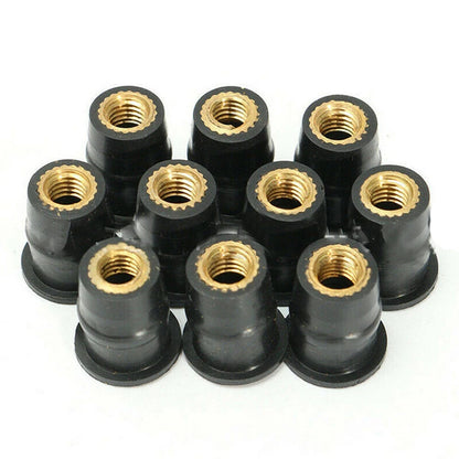 10pcs M4 / M5 / M6 Motorcycle Rubber Screw Well - Fairing / Windshield / Component - Brass Rubber Nut