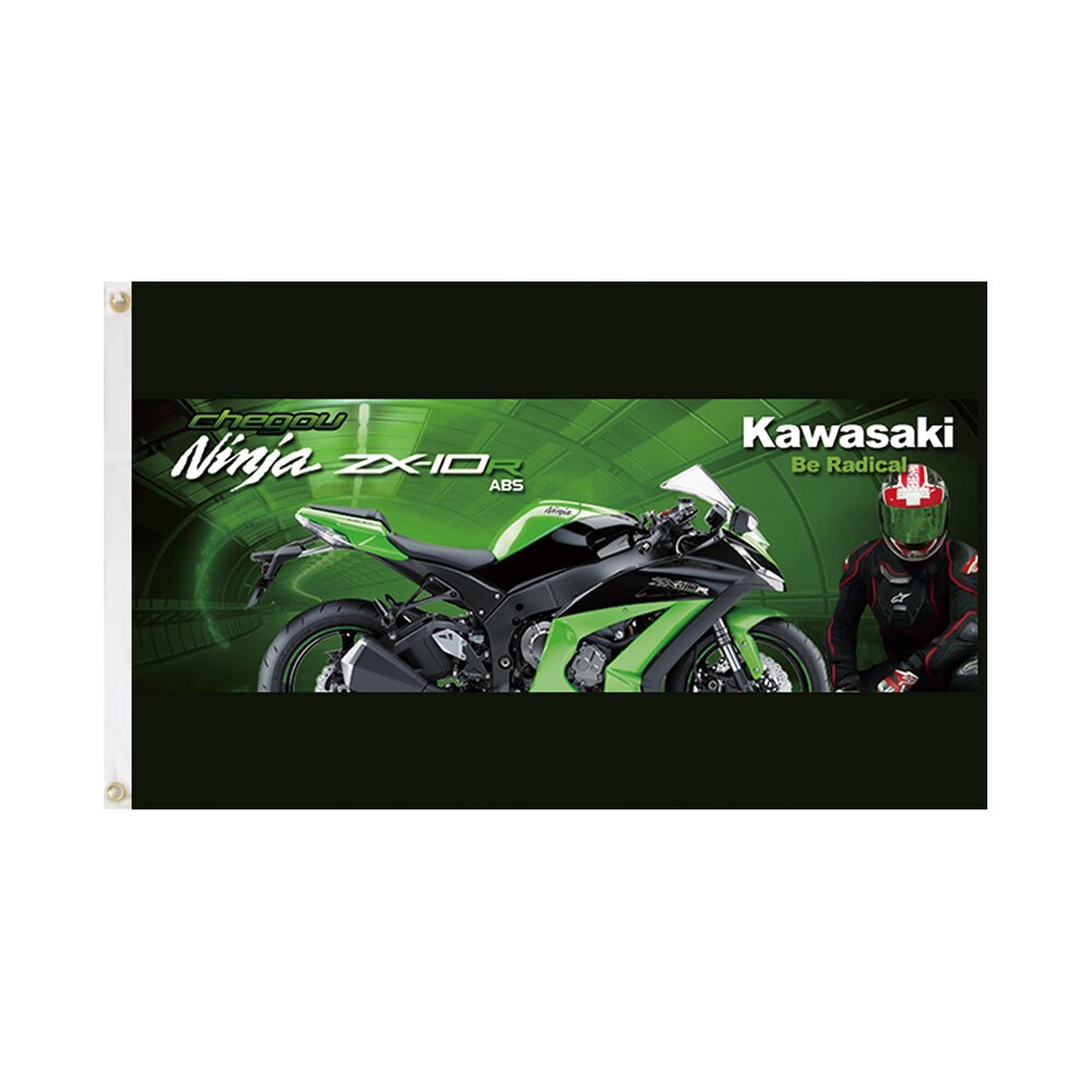 HUGE Kawasaki Flag Up To 4 Feet X 6 Feet / 120cm X 180cm Printed Racing Flag Various Sizes & Styles