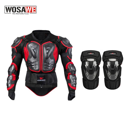 WOSAWE Motorcycle Jacket Men Full Body Armor Jacket Motocross Racing Protective Gear Back Chest Butt Shoulder Elbow Knee Protection