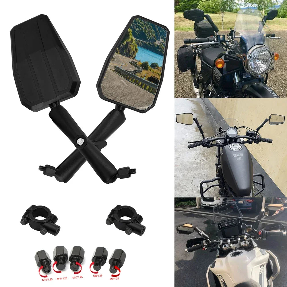 DoubleTakes Adventure Motorcycle Side Mirror 8MM/10MM Mirrors for Adventure/Dirt/Street/ATV