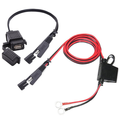 SAE to USB Cable Adapter Waterproof USB Charger Quick 2.1A Port with Inline Fuse for Motorcycle Cellphone Tablet GPS