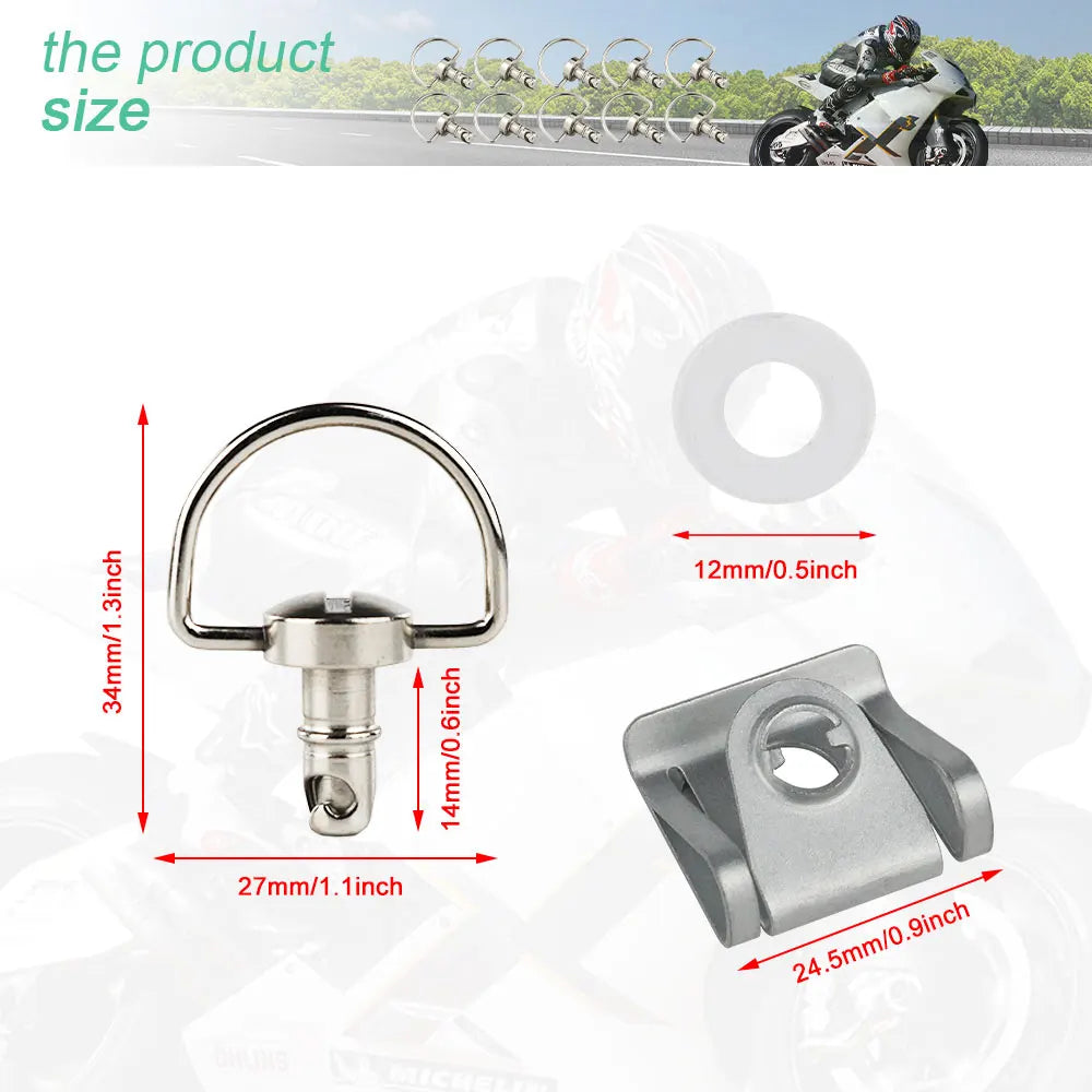 Fairing Quick Release 1/4 D-Ring Racing Fairing Fastener 14mm Motorcycle Universal Fit