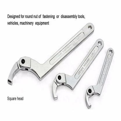 Adjustable Wrench Hook Spanner Square/Round Head Tools 19-51/32-76/51-120mm