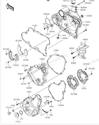 Kawasaki  KLR650 1987-2018 & KL600 KLR600 1984-1989 Engine Generator Clutch Cover Tensioner Gasket Kit