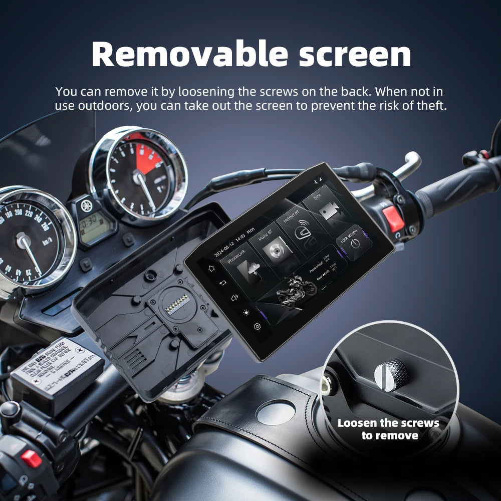 NEW EKIY 6.25" Digital Dashboard Carplay & Android Auto with Optional TPMS & HD Camera System Wireless CarPlay Android Auto GPS Motorcycle Navigation