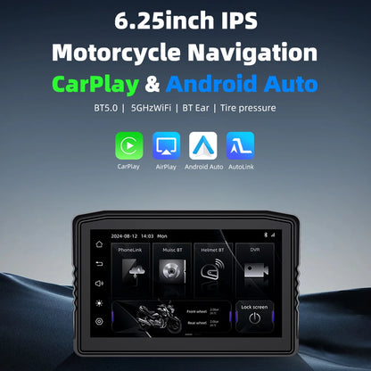 NEW EKIY 6.25" Digital Dashboard Carplay & Android Auto with Optional TPMS & HD Camera System Wireless CarPlay Android Auto GPS Motorcycle Navigation