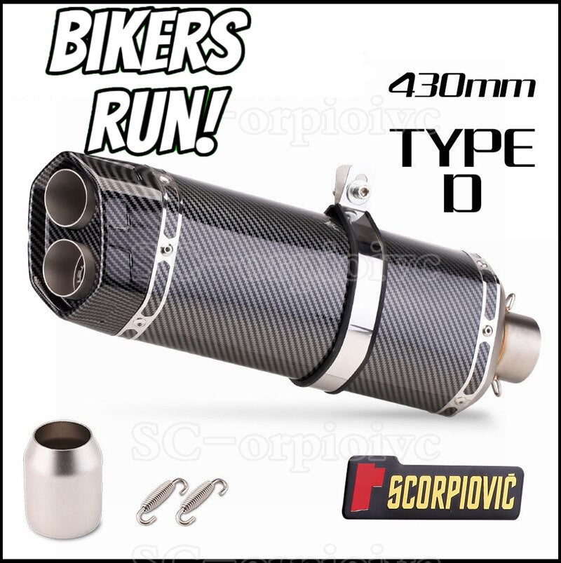 Motorcycle Exhaust Double Outlet Muffler/Silencer Universal Fit 51mm